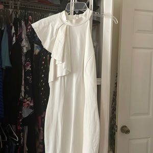 Lulus Chic Goals One Shoulder Skater dress in white